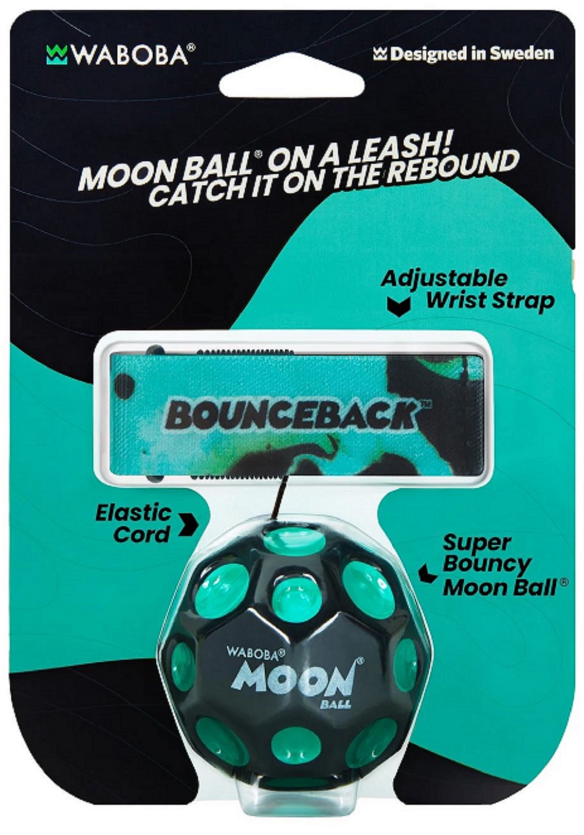 Minge hiperelastica: Waboba Moon ball cu elastic. Verde