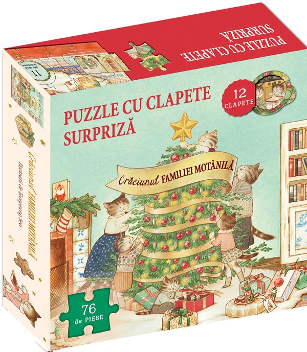 Craciunul familiei Motanila. Carte + Puzzle cu clapete surpriza - Lucy Brownridge