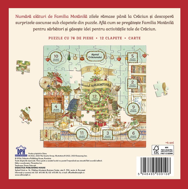 Craciunul familiei Motanila. Carte + Puzzle cu clapete surpriza - Lucy Brownridge