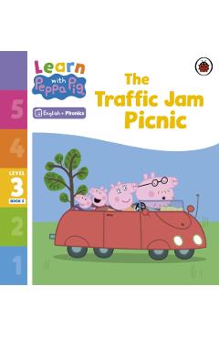 Coperta cărții 'Learn with Peppa Phonics Level 3 Book 5 – The Traffic Jam Picnic (Phonics Reader) -'