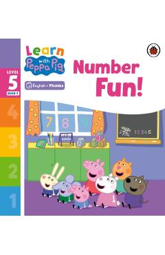 Coperta cărții 'Learn with Peppa Phonics Level 5 Book 9 – Number Fun! (Phonics Reader) -'