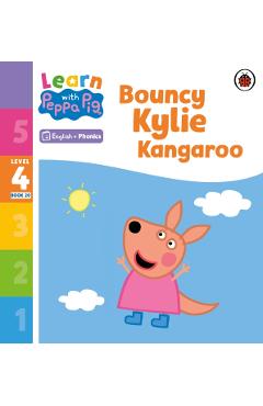 Coperta cărții 'Learn with Peppa Phonics Level 4 Book 20 – Bouncy Kylie Kangaroo (Phonics Reader) -'