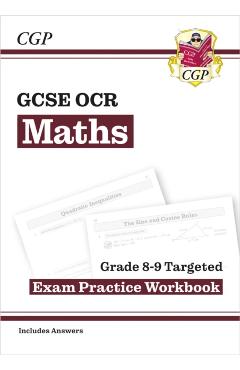 Coperta cărții 'GCSE Maths OCR Grade 8-9 Targeted Exam Practice Workbook (includes Answers) -'