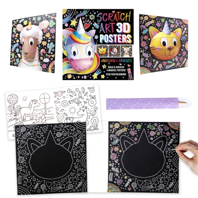 Scratch Art 3D Posters: Unicorn & Friends - 