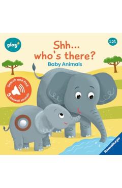 Poza produsului Ravensburger Play+ Infant & Toddler - Shhh…Who's there? Baby Animals My First Seek and Find Sound Book - 