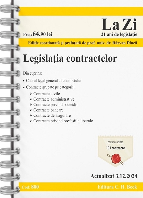 Legislatia contractelor Act.3 decembrie 2024 Ed. Spiralata - Razvan Dinca