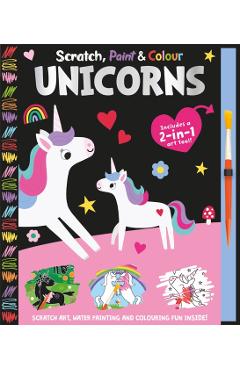 Coperta cărții 'Scratch, Paint & Colour Unicorns - Georgie Taylor'