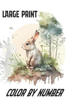 Coperta cărții 'Large Print Color By Number: Fun and Easy Coloring Pages for Adults, Seniors and Teens With Animals, Flower, Landscape,'