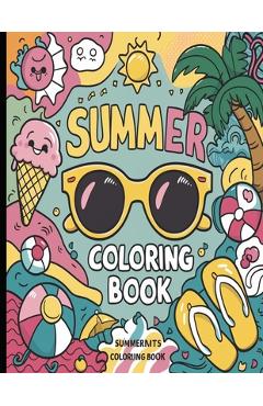 Coperta cărții 'Groovy Summer Coloring Book: Bold and Easy Designs for Adults, Teens, and Kids. Simple, Cute Illustrations with Thick'