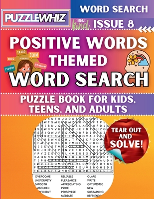 Coperta cărții 'Positive Words - Themed Word Search - Fun & Educational Puzzles for Kids, Teens, and Adults (Large Print Edition):'