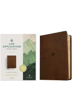 NLT Life Application Study Bible, Third Edition, Large Print (Leatherlike, Rustic Brown Leaf, Red Letter) -