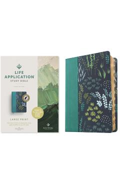 Coperta cărții 'NLT Life Application Study Bible, Third Edition, Large Print (Leatherlike, Meadow Teal, Indexed, Red Letter) -'