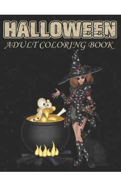 Poza produsului Halloween Adult Coloring Book: An Adult Coloring Book Including Pumpkins, Haunted Houses, Zombies, Spooky Characters, and Relaxing Fall Designs - Pencil Art Publishing