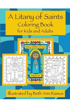 Coperta cărții 'A Litany of Saints Coloring Book for Kids and Adults - Beth Ann Ramos'