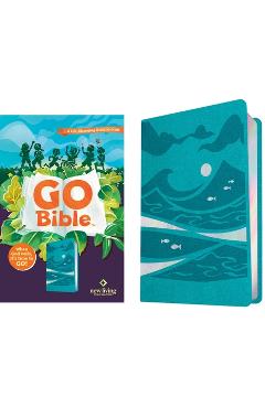 Coperta cărții 'NLT Go Bible for Kids (Leatherlike, Teal Ocean): A Life-Changing Bible for Kids -'