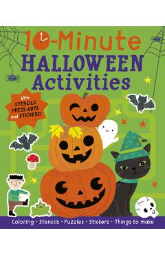 Coperta cărții '10-Minute Halloween Activities: With Stencils, Press-Outs, and Stickers! - Helen Hughes'