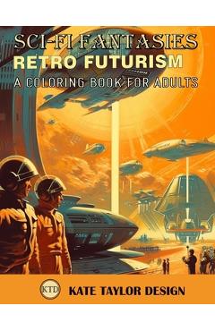 Coperta cărții 'Retro Futurism: A Coloring Book for Adults: Immerse Yourself in a World of Retro Futurism - Kate Taylor Design'