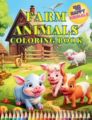 Coperta cărții 'Farm Animals Coloring Book: Educational Activity Book for Toddlers with 48 Charming Animals. Perfect for Children to'
