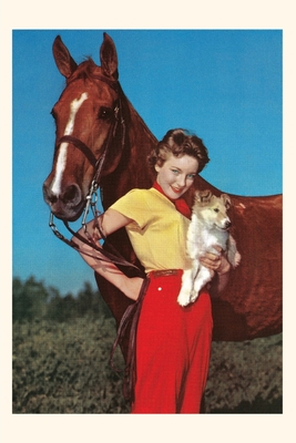 Vintage Journal Woman with Collie Puppy and Horse -