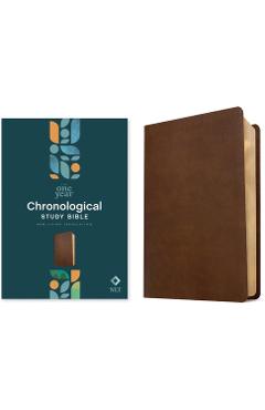 Coperta cărții 'NLT One Year Chronological Study Bible (Leatherlike, Rustic Brown) -'