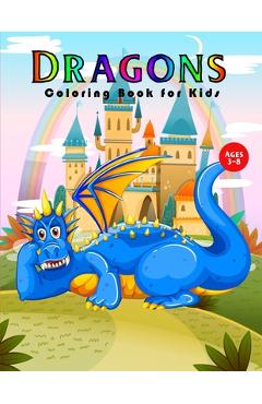 Poza produsului Dragons Coloring Book for Kids: 30 Dragons on backgrounds to color and Dragon Lover Gifts for Kids 3-8, Boys or Girls - Treeda Press
