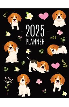Coperta cărții 'Beagle Planner 2025: Cute Daily Organizer (12 Months) Pretty Scheduler With Friendly Pooch - Happy Oak Tree Press'
