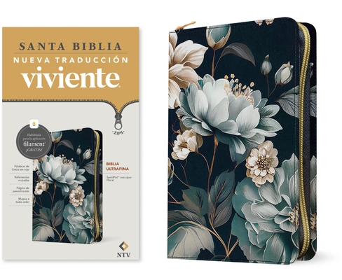 Coperta cărții 'Biblia Ultrafina Ntv de Zíper, Con Filament (Sentipiel, Floral, Letra Roja) -'