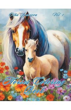 Coperta cărții 'Horses Coloring Book - Olha Sydorova'