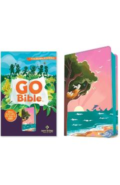 Coperta cărții 'NLT Go Bible for Kids (Leatherlike, Beach Sunrise): A Life-Changing Bible for Kids -'