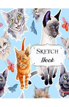 Coperta cărții 'Sketch Book: Cat Sketchbook Scetchpad for Drawing or Doodling Notebook Pad for Creative Artists #8 Blue - Jazzy Doodles'