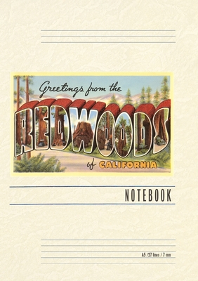 Vintage Lined Notebook Greetings from the Redwoods, California - 