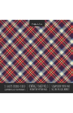 Poza produsului Vintage Plaid 1 Scrapbook Paper Pad 8x8 Scrapbooking Kit for Cardmaking Gifts, DIY Crafts, Printmaking, Papercrafts, Decorative Pattern Pages - 