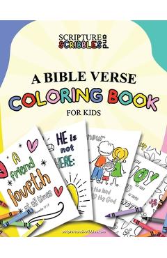Coperta cărții 'Scripture and Scribbles, A Bible Verse Coloring Book for Kids - Linda Malin'