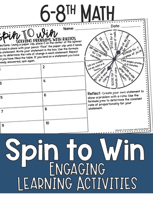 Coperta cărții 'Math Games for Sixth, Seventh Grade, and Eighth Grade: Fun Math Practice & Activities for Kids Ages 12-15: Spin to Win'