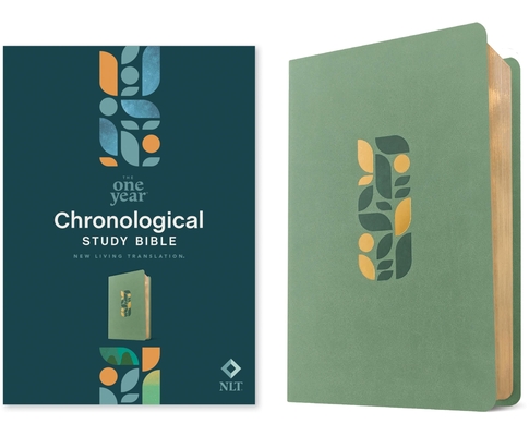 Coperta cărții 'NLT One Year Chronological Study Bible (Leatherlike, Sage Green Mosaic) -'