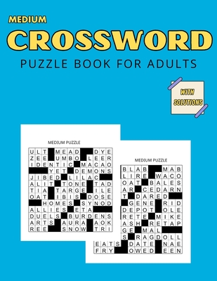 Coperta cărții 'Medium Crossword Puzzle Books For Adults: for Men, Women, and Seniors with solutions - Ferdous Chowdhury'