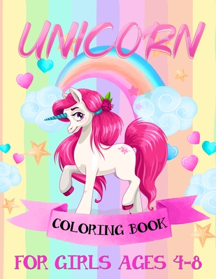 Coperta cărții 'Unicorn Coloring Books For Girls 4-8: Beautiful Unicorn Illustrations For Girls Ages 4-8 - Gads Publishing'