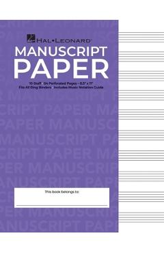Coperta cărții 'Hal Leonard Manuscript Paper - 10-Staff, 64 Perforated Pages, 8.5 X 11, 3-Hole Punched -'