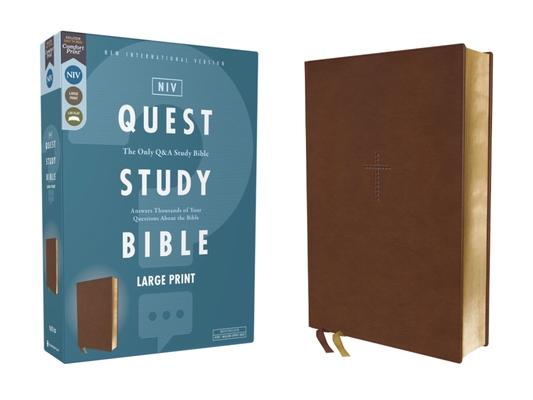 Niv, Quest Study Bible, Large Print, Leathersoft, Brown, Comfort Print: The Only Q and A Study Bible -