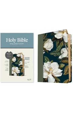 Coperta cărții 'KJV Personal Size Giant Print Bible, Filament Enabled (Leatherlike, Magnolia Sage Green, Red Letter) -'