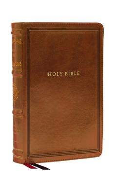 Coperta cărții 'NKJV Large Print Reference Bible, Brown Leathersoft, Red Letter, Comfort Print (Sovereign Collection): Holy Bible, New'