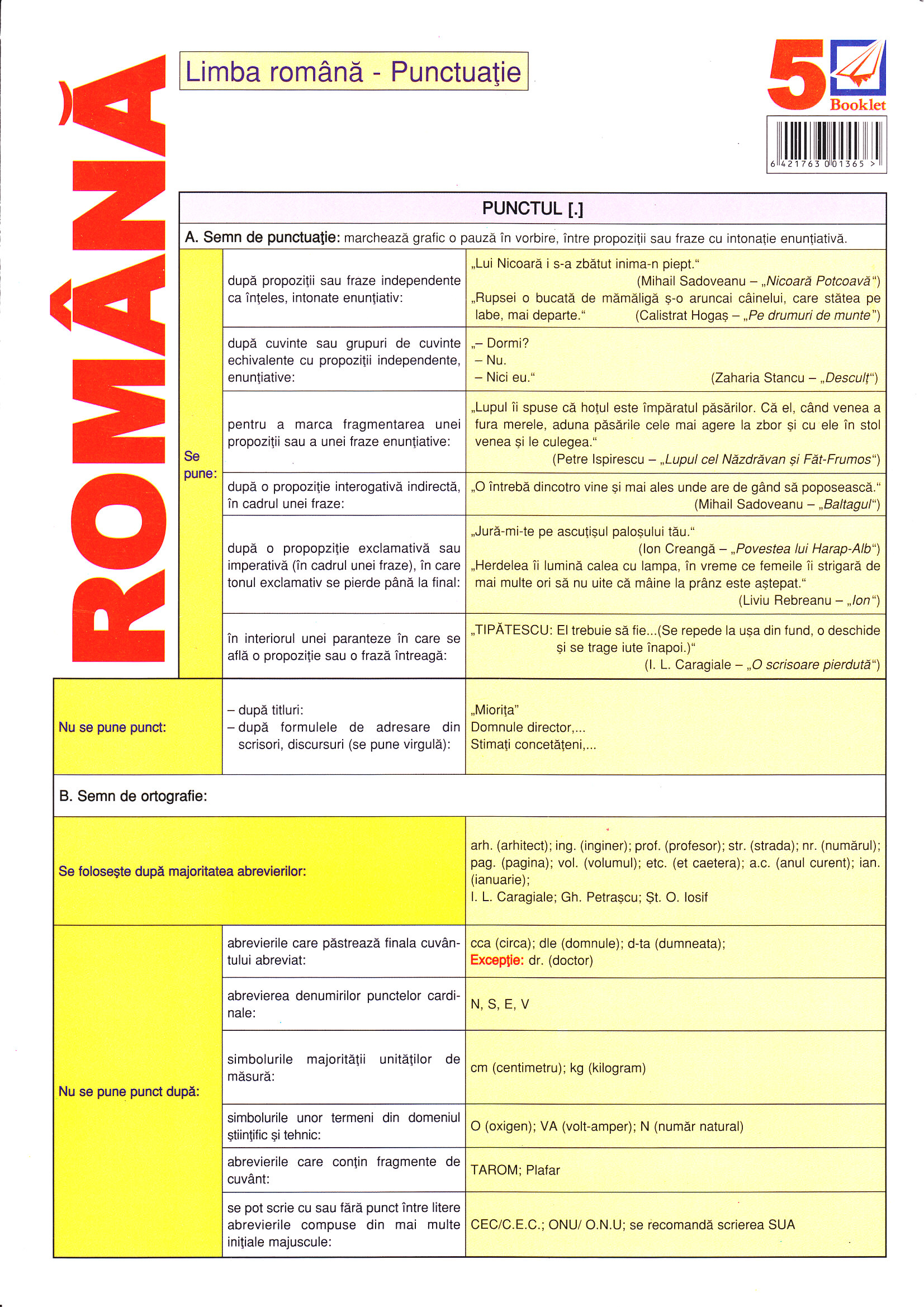 Imaginea produsului 'Limba romana 5 - Punctuatie'