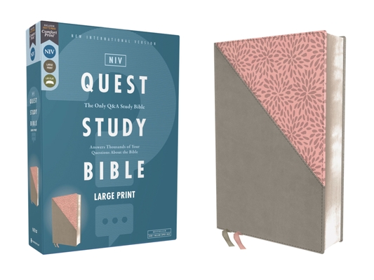 Niv, Quest Study Bible, Large Print, Leathersoft, Gray/Pink, Comfort Print: The Only Q and A Study Bible -