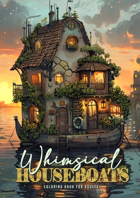 Whimsical Houseboats Coloring Book for Adults: Whimsical Houses Coloring Book Grayscale Fairy Houses Coloring Book Houseboat - Monsoon Publishing