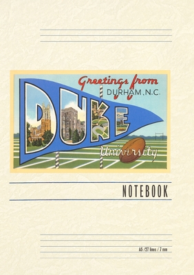 Vintage Lined Notebook Greetings from Duke University, Durham -