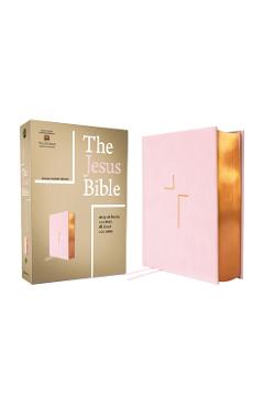 Coperta cărții 'The Jesus Bible, ESV Edition, Leathersoft Over Board, Pink -'