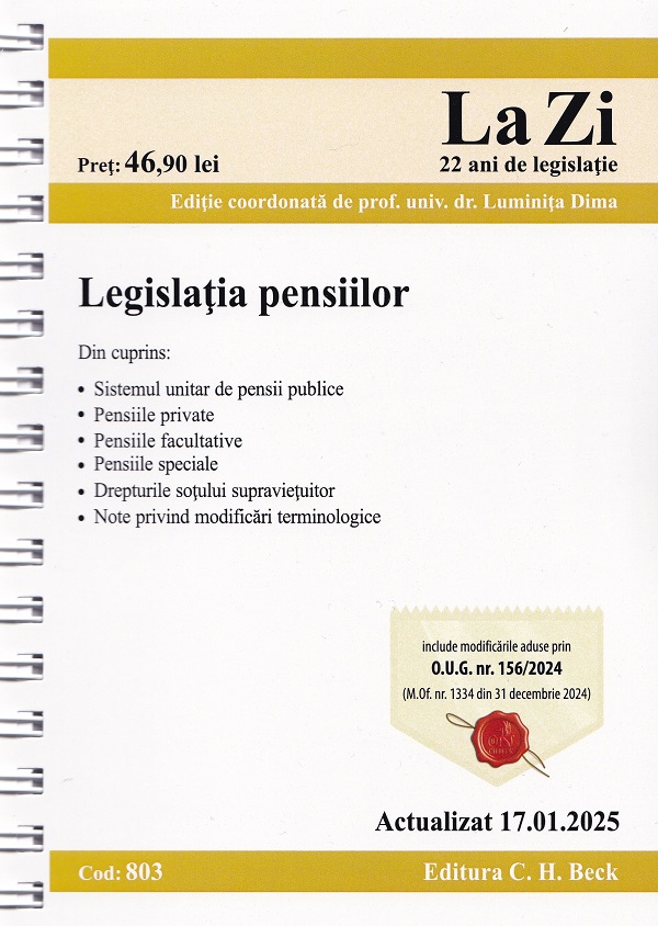 Legislatia pensiilor Act.17 ianuarie 2025 Ed.Spiralata - Luminita Dima