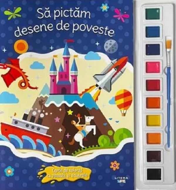 Sa pictam desene de poveste. Carte de colorat cu pensula si acuarele
