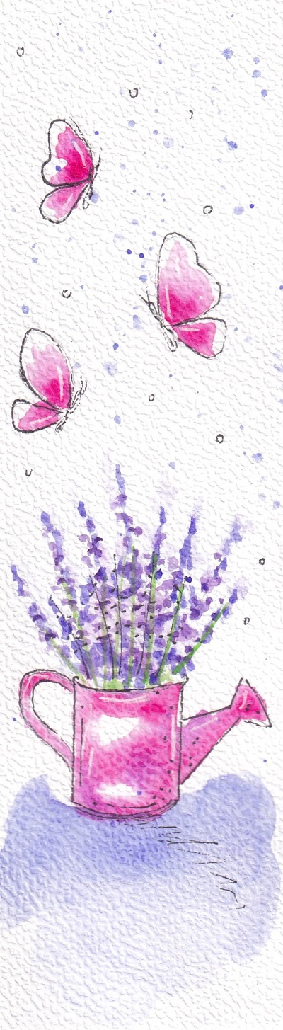 Semn de carte pictat manual: Lavanda