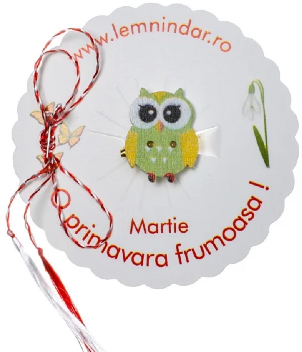 Martisor insigna din lemn: Bufnita